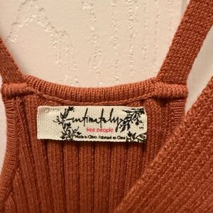 Free People Terra Cotta Ribbed Knit Top